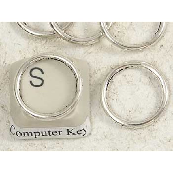 Closed Jump Ring, round, OD 16mm, no join, antiqued silver, each