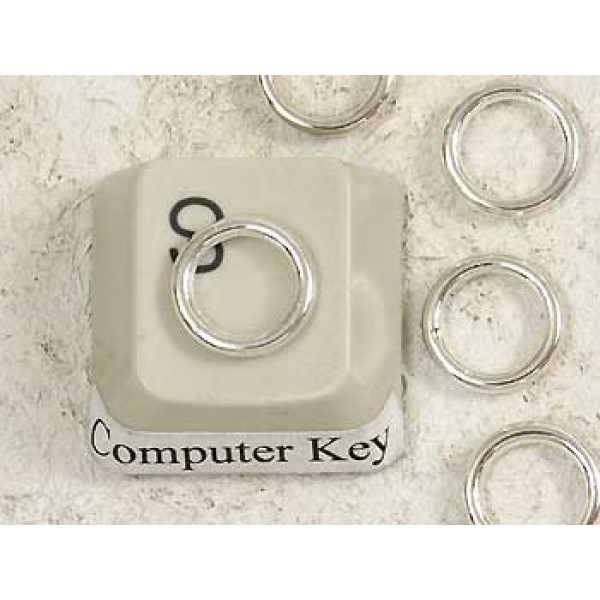 Closed Jump Ring, round, OD 8mm, no join, antiqued silver plate, per 50