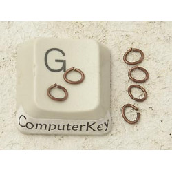 Jump rings, 3x4mm, NF ant. copper, fine oval, bag of 100