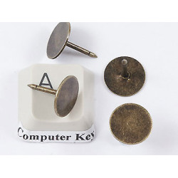 Pin with 10mm Pad with 10mm pin, ant. brass