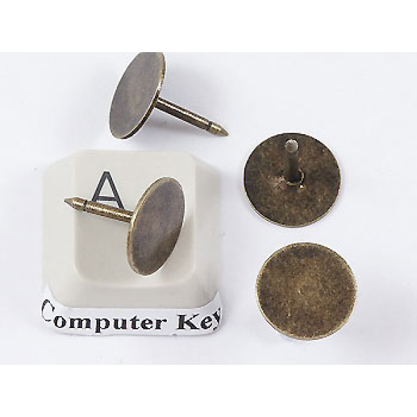 Pin with 10mm Pad with 10mm pin, ant. brass