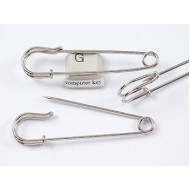 Kilt Pin style Brooch, 70mm long, nickel, 0 loops