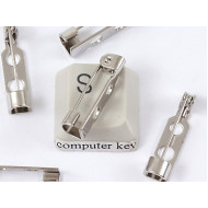 Brooch Back, hook catch, 19mm, per 5 pcs