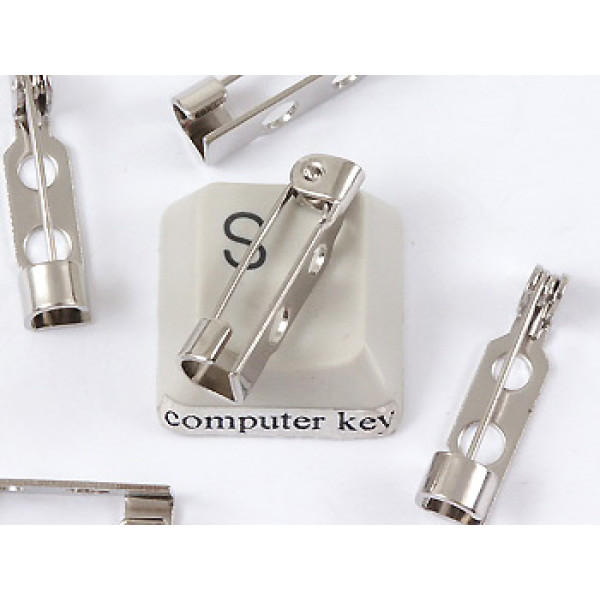 Brooch Back, hook catch, 19mm, per 5 pcs