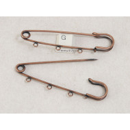 Kilt Pin style Brooch, 89mm, 3 loops, antiqued copper