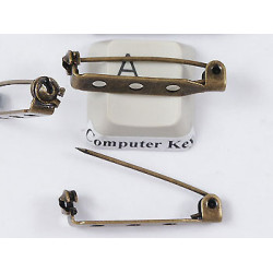 Brooch Back, roller catch, 27mm antiqued brass