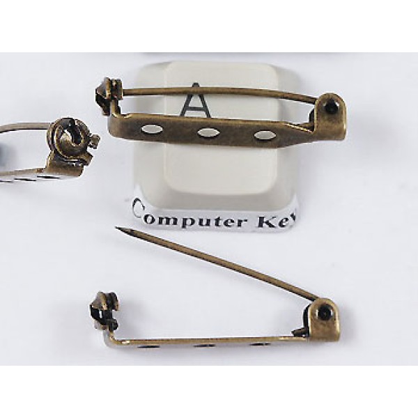 Brooch Back, roller catch, 27mm antiqued brass
