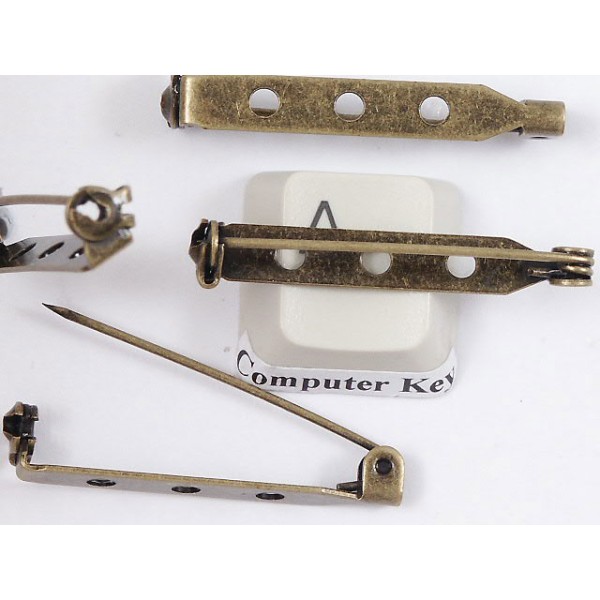 Brooch Back, roller catch, 33mm, antiqued brass