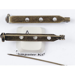 Brooch Back, roller catch, 40mm (1.5 inch) antiqued brass