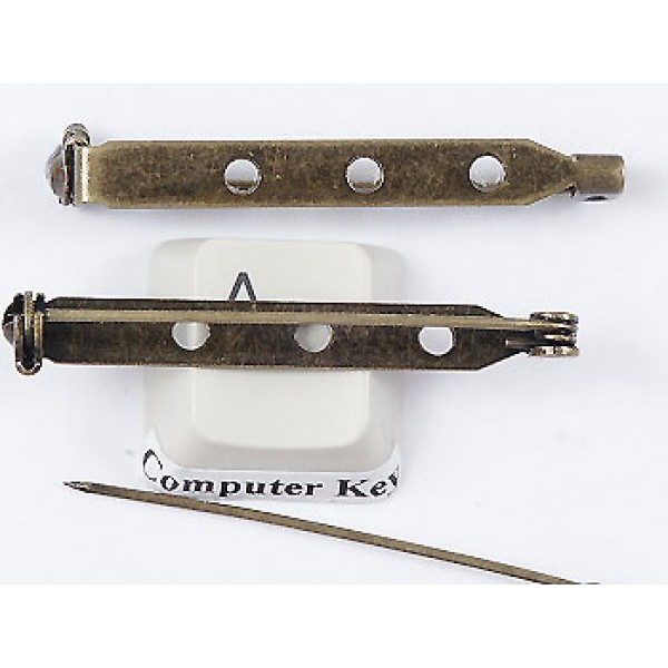 Brooch Back, roller catch, 40mm (1.5 inch) antiqued brass