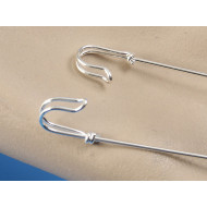 Long Pin, 15cm long, kilt head end, brooch, hat pin, silver plate