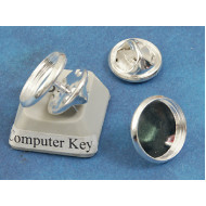 12mm bezel setting on tie tack, silver plate, per set