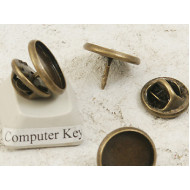 12mm bezel setting on tie tack, antiqued bronze plate, each