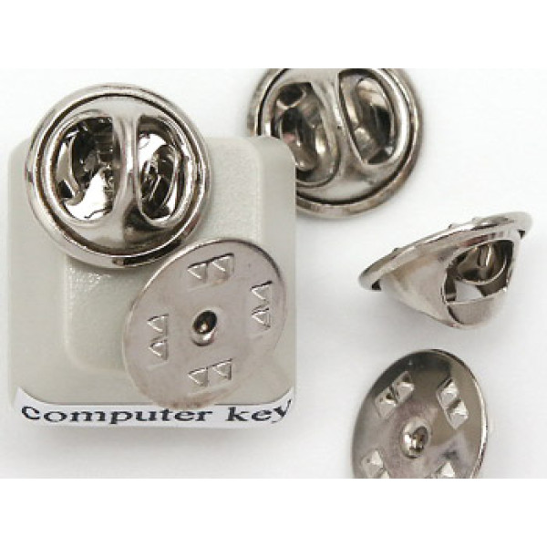 Tie Tack / Club Pin 10mm Pad, with clutch back, set, Nickel plate
