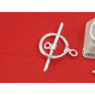 Toggle Clasp, 14x24mm, silver plate