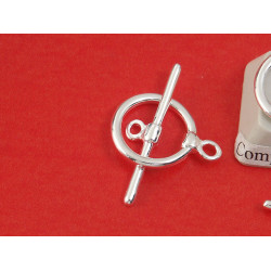 Toggle Clasp, 14x24mm, silver plate