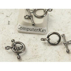 Toggle Clasp, small, NF hematite Black plate