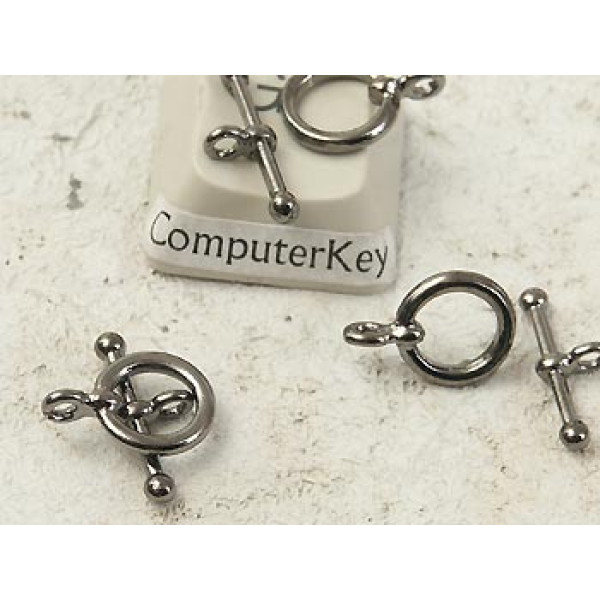 Toggle Clasp, small, NF hematite Black plate