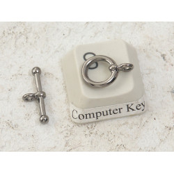Toggle Clasp, small, NF hematite Black plate