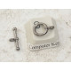 Toggle Clasp, small, NF hematite Black plate
