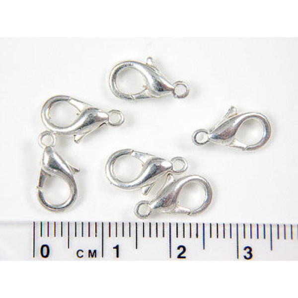 12mm Lobster / Parrot clasp, silver plate
