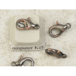 12mm Lobster / Parrot clasp, dark ant. Copper