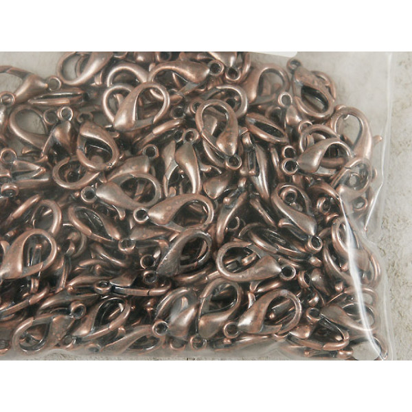 12mm Lobster / Parrot clasp, dark ant. Copper