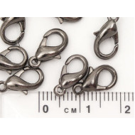 12mm Lobster / Parrot clasp, gunmetal black nickel