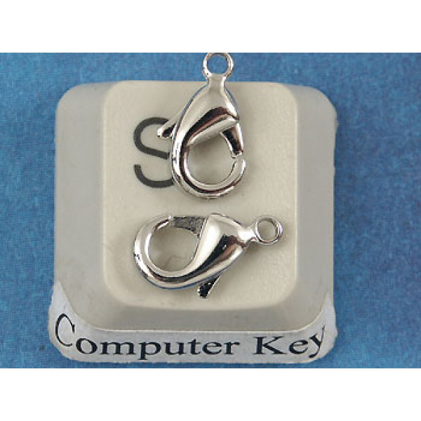 10mm Lobster / Parrot clasp, NF Rhodium plate