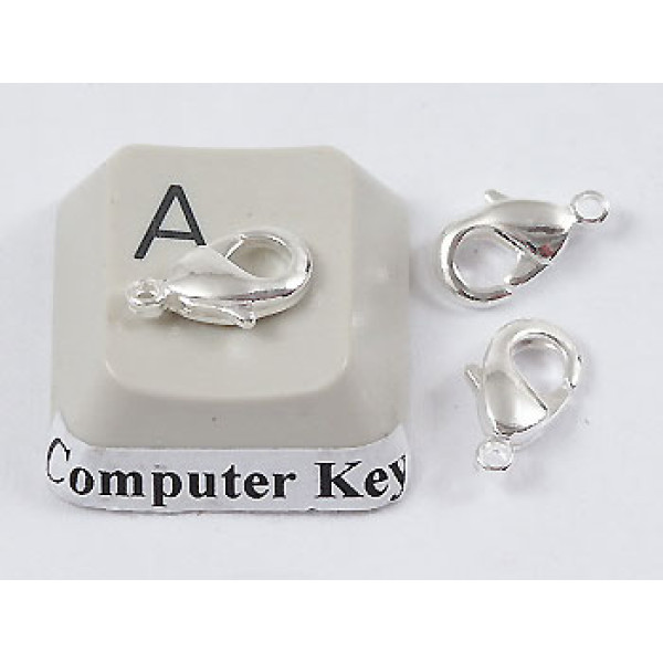 10mm Lobster / Parrot clasp, alloy, NF silver plate