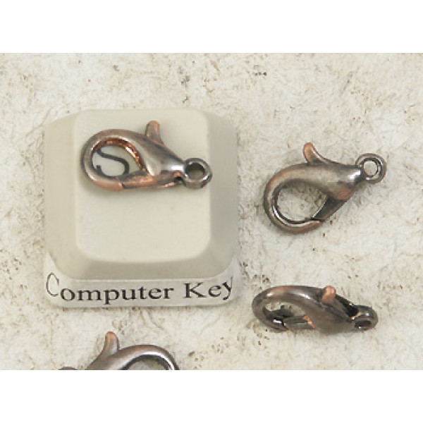 BULK SUPPLY: 10mm Lobster / Parrot clasp, ant. Copper