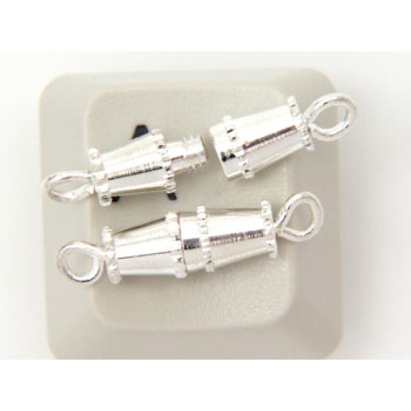 BULK PACK 50 Barrel Clasps, small, silver plate