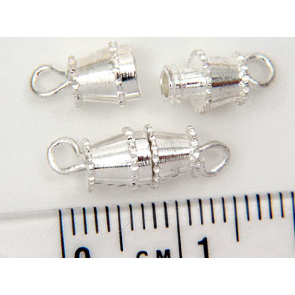Barrel Clasp, large silver plate