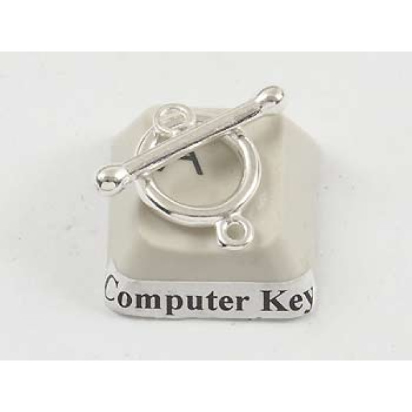 Toggle Clasp, Ring and Bar, medium, silver plate