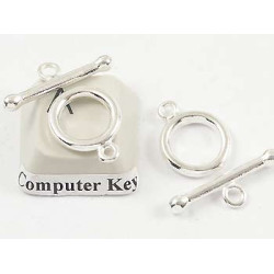 Toggle Clasp, Ring and Bar, medium, silver plate