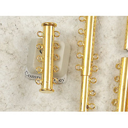 Magnetic slide clasp, 5-Strand, 31mm, gold plate