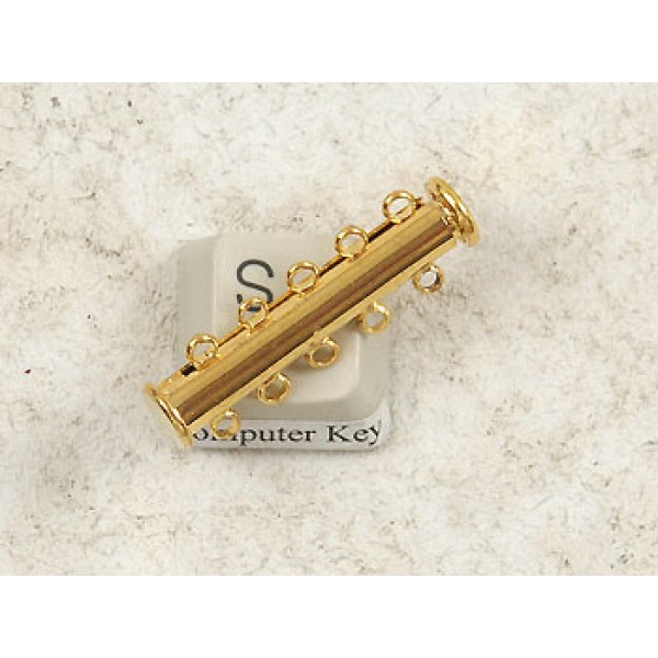 Magnetic slide clasp, 5-Strand, 31mm, gold plate