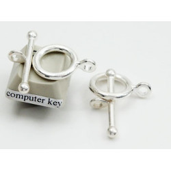 Toggle Clasp, Ring and Bar, Silver plate