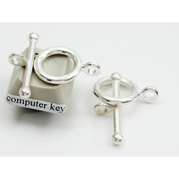 Toggle Clasp, Ring and Bar, Silver plate