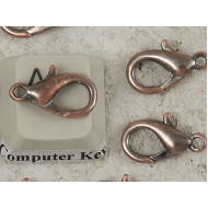 15mm Lobster / Parrot clasp, dark ant. copper