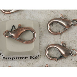 15mm Lobster / Parrot clasp, dark ant. copper