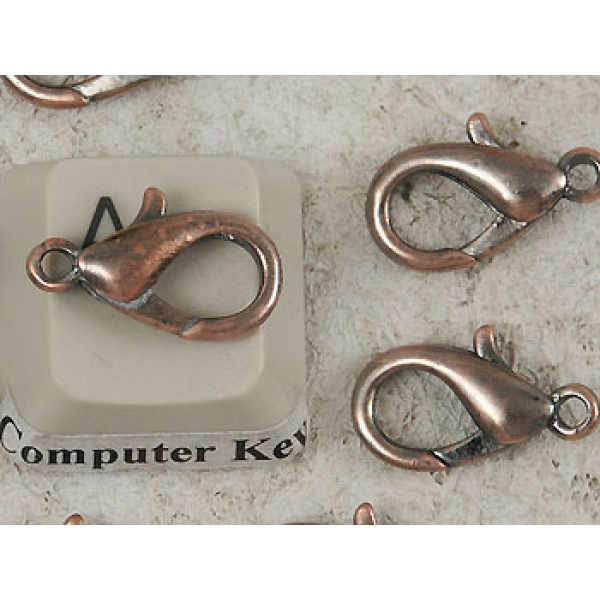 15mm Lobster / Parrot clasp, dark ant. copper