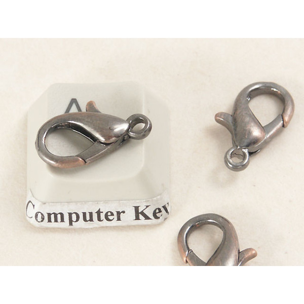 15mm Lobster / Parrot clasp, dark ant. copper