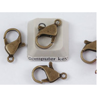 15mm Quality Karabina / Parrot Clasp, antique brass