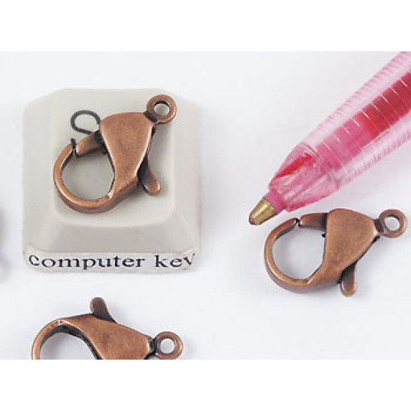 15mm Quality Karabina / Parrot Clasp, NF antique copper