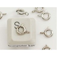 Bolt Ring / Spring Ring Clasp, 6mm, superior quality, nickel colour