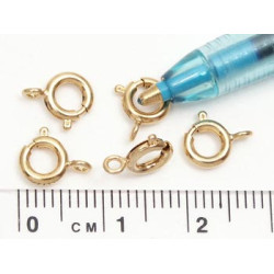 Bolt Ring / Spring Ring Clasp, 6mm, superior quality, gold plate