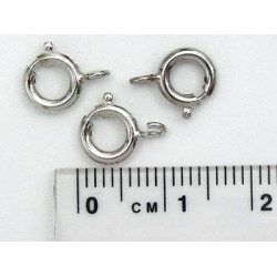 Bolt Ring / Spring Ring Clasp, 7mm, superior quality, nickel colour