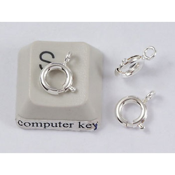 Bolt Ring / Spring Ring Clasp, 7mm, superior quality, silver plate