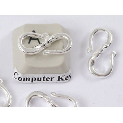 Clasp, S - Joiner, 17mm, silver plate, each